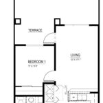 The Cambridge in Seattle 1-Bedroom Floor Plan with Terrace access